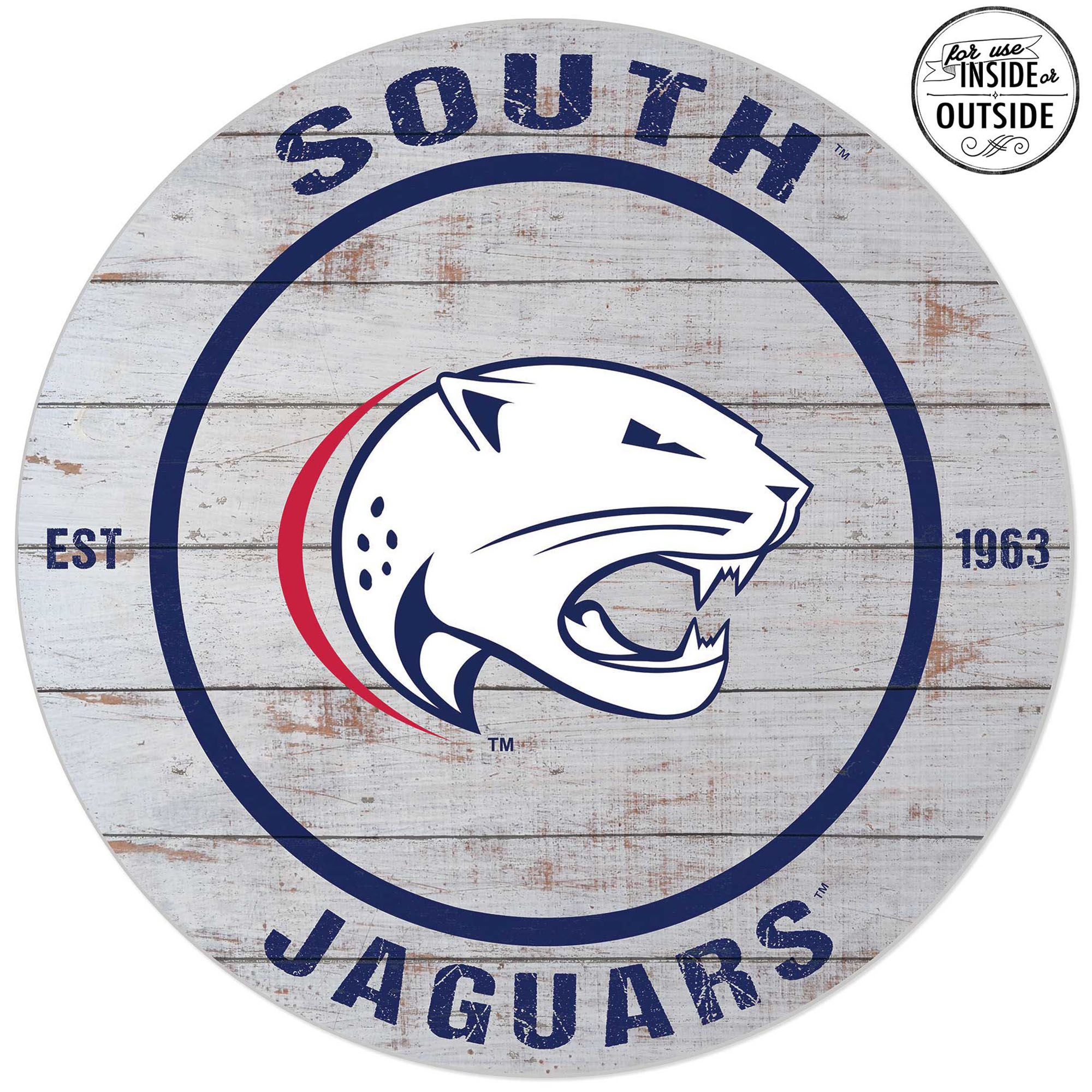 South Alabama Jaguars 20'' Indoor/Outdoor Weathered Circle Sign