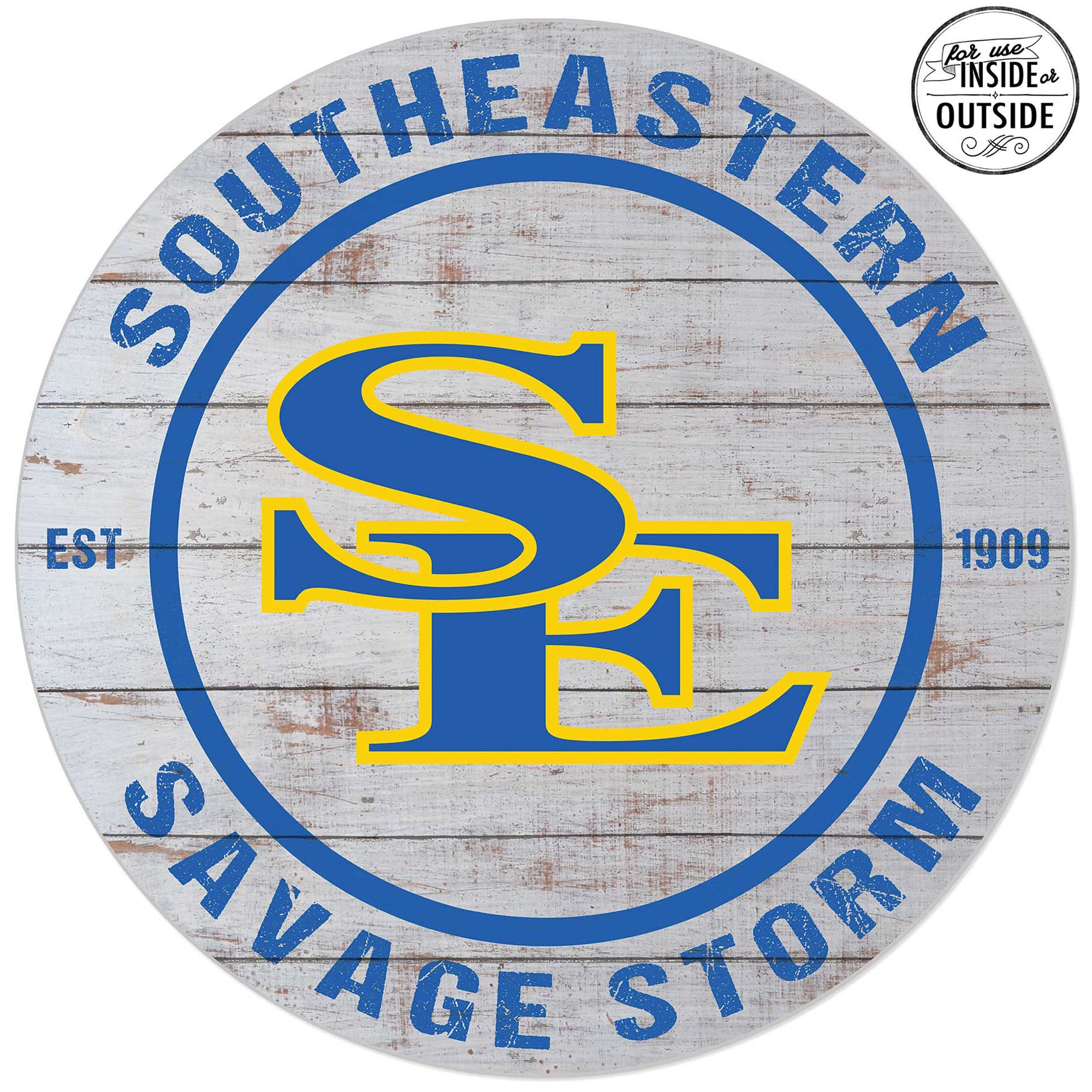 Southeastern Oklahoma State Savage Storm 20'' Indoor/Outdoor Weathered Circle Sign