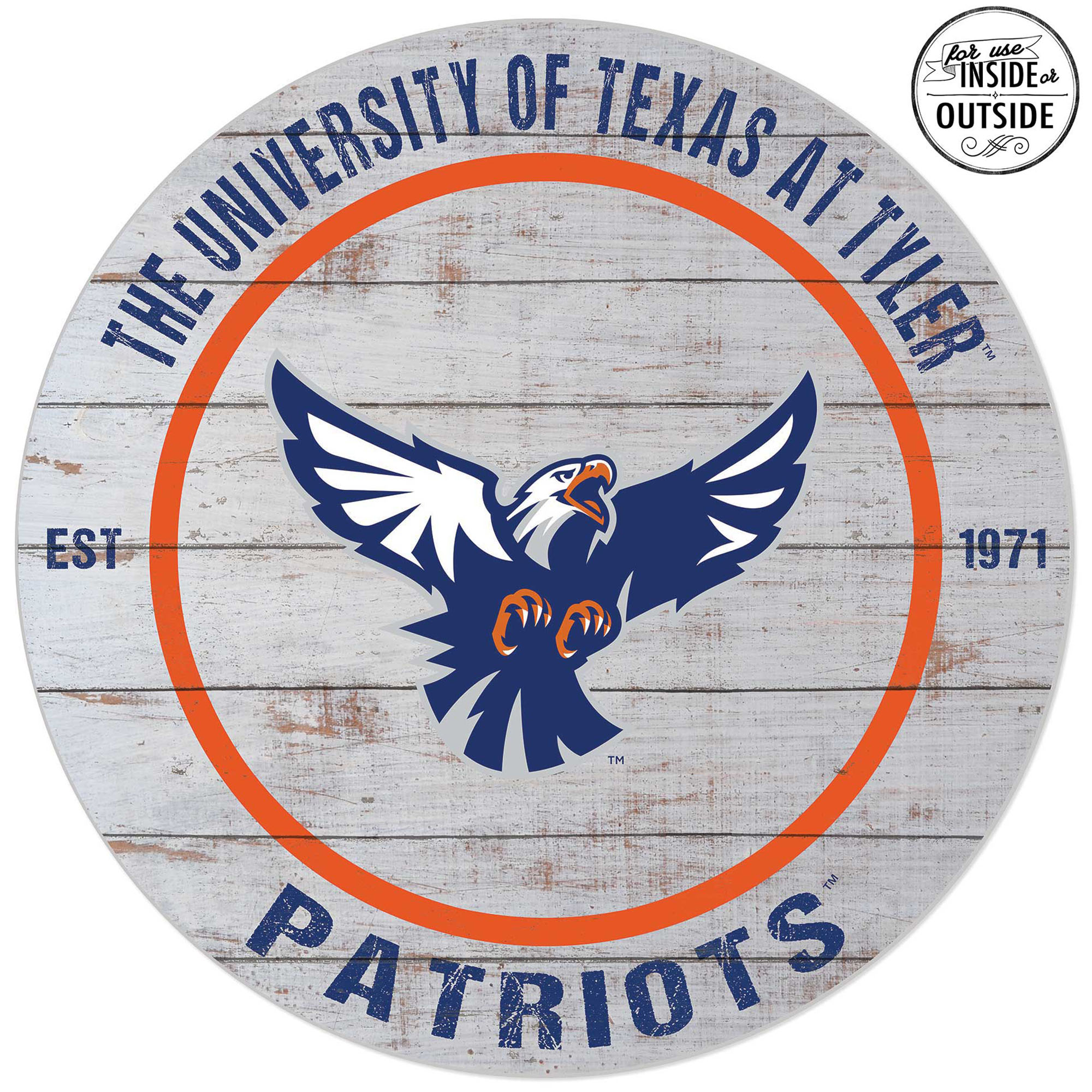 Texas Tyler Patriots 20'' Indoor/Outdoor Weathered Circle Sign