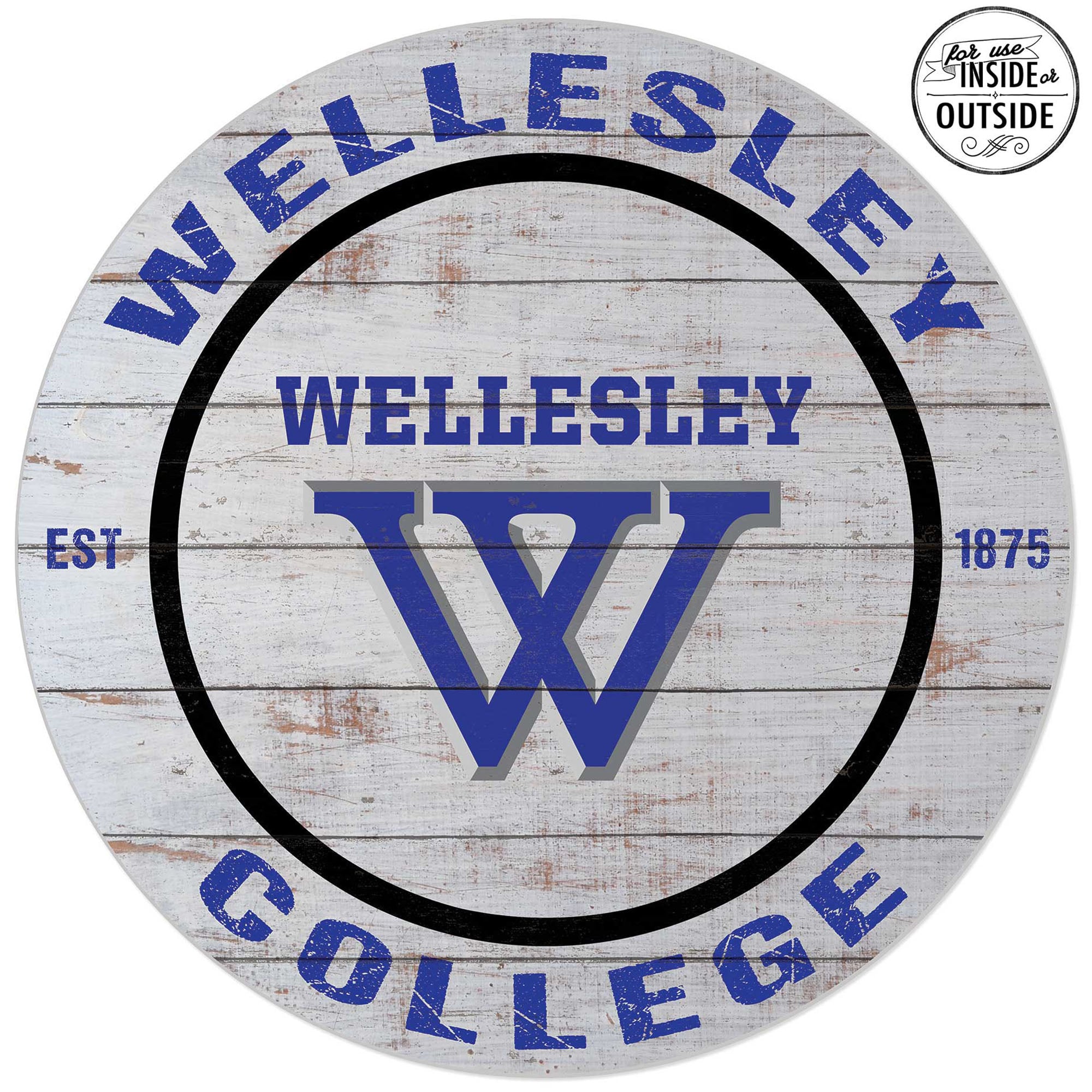 Wellesley Blue 20'' Indoor/Outdoor Weathered Circle Sign