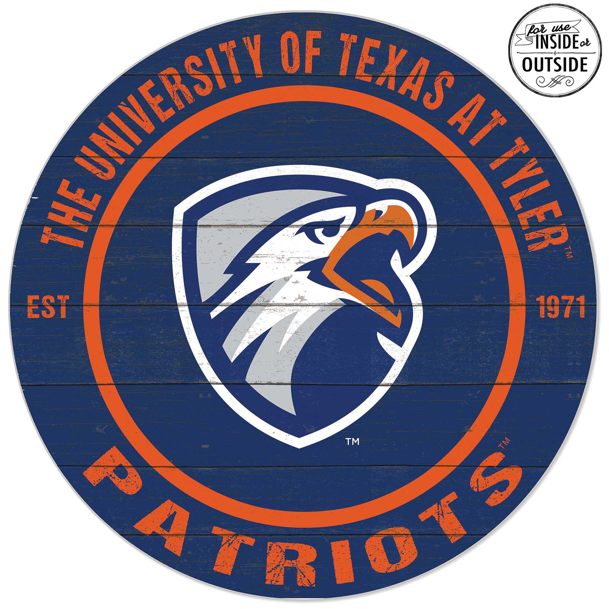 Texas Tyler Patriots 20” x 20” Indoor/Outdoor Weathered Circle Sign Texas Tyler Patriots 20” x 20” Indoor/Outdoor Weathered Circle Sign