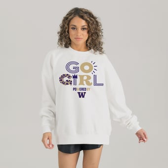 Women's Gameday Couture White Washington Huskies PoweredBy Go Girl Premium Pullover Sweatshirt