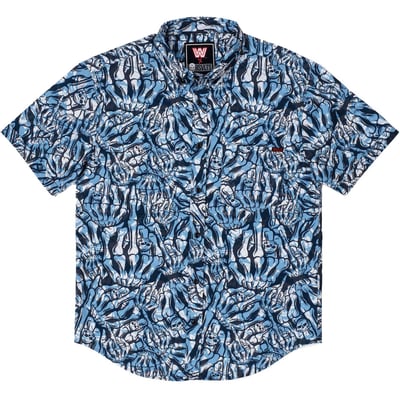 Men's RSVLTS Black "Stone Cold" Steve Austin Stone Cold Salute KUNUFLEX Button-Down Short Sleeve Shirt