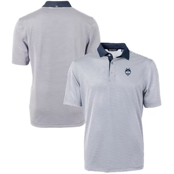 Men's Cutter & Buck  Navy/White UConn Huskies Big & Tall Virtue Eco Pique Micro Stripe Recycled Polo