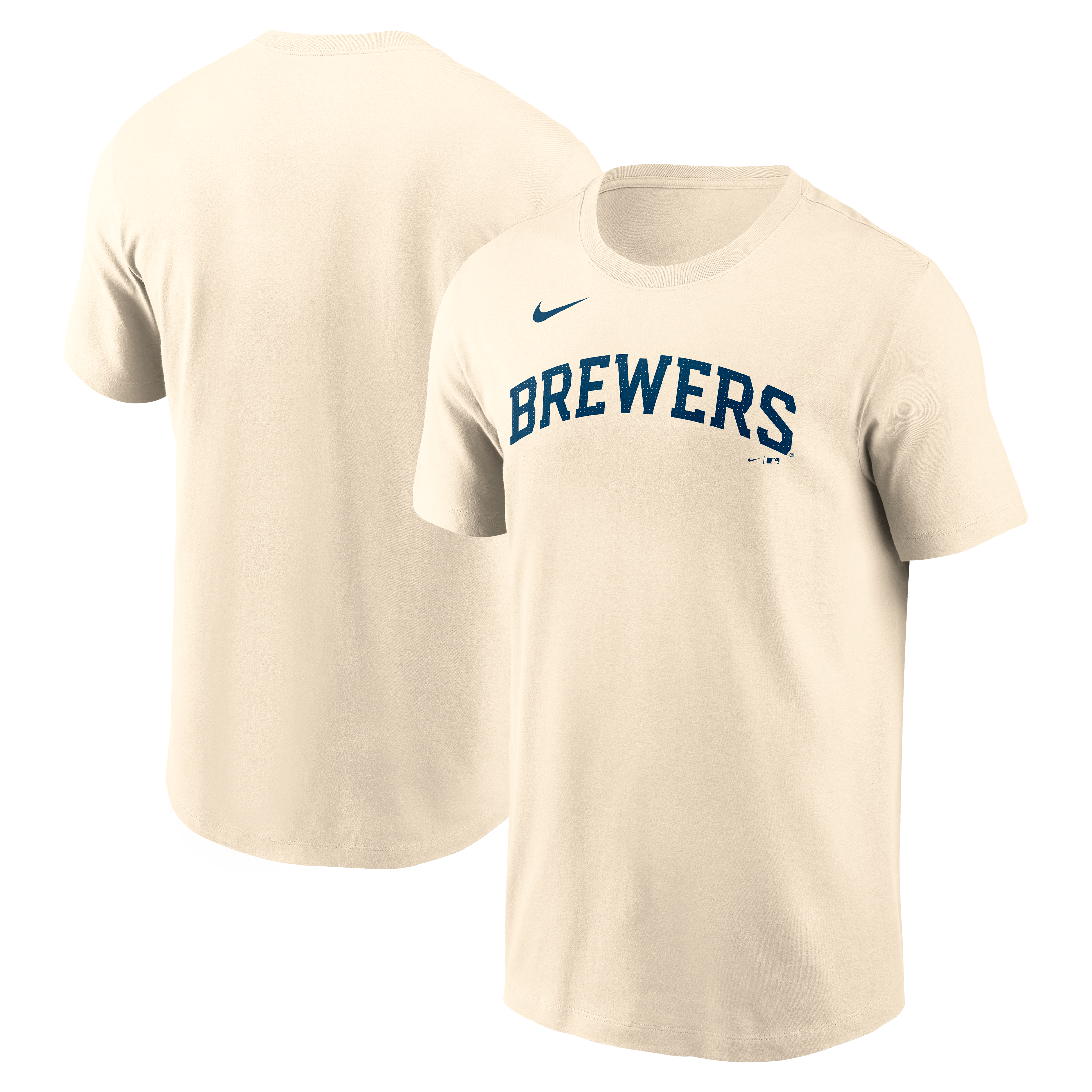 Men's Nike Tan Milwaukee Brewers Fuse Wordmark T-Shirt