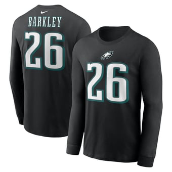 Men's Nike Saquon Barkley Black Philadelphia Eagles Name & Number Long Sleeve T-Shirt