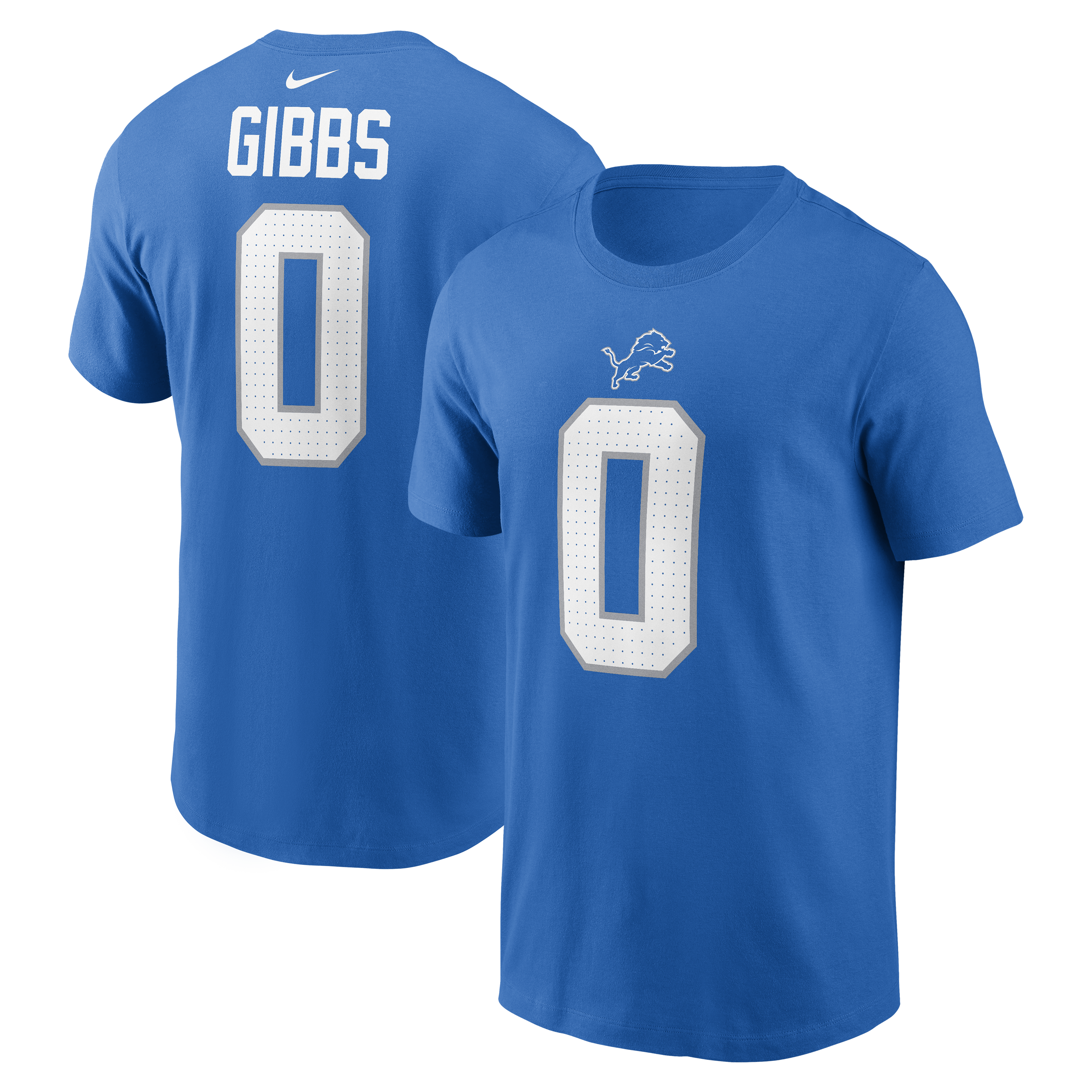 Men's Nike Jahmyr Gibbs Blue Detroit Lions Name & Number T-Shirt
