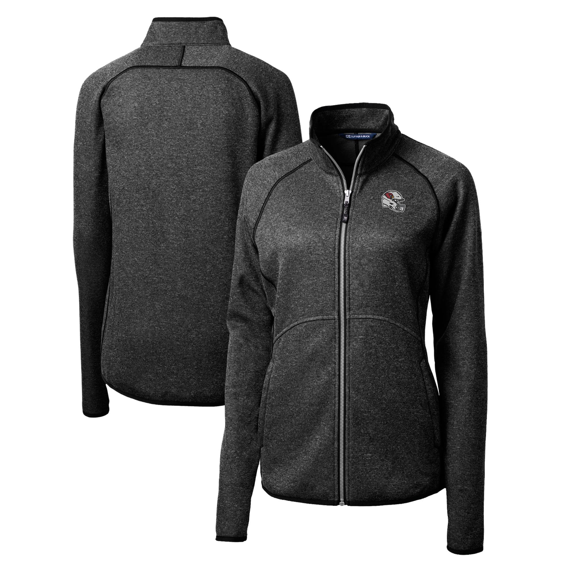 Women’s Cutter & Buck Charcoal Arizona Cardinals Helmet Logo Mainsail Sweater-Knit Full-Zip Jacket Women’s Cutter & Buck Charcoal Arizona Cardinals Helmet Logo Mainsail Sweater-Knit Full-Zip Jacket