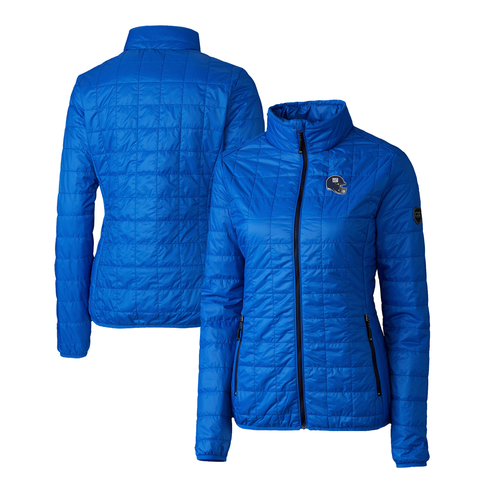 Women's Cutter & Buck Royal New York Giants Helmet Logo Rainier PrimaLoft Eco Insulated Full-Zip Puffer Jacket
