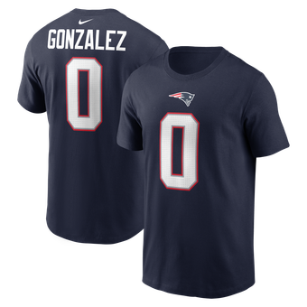 Men's Nike Christian Gonzalez Navy New England Patriots Name & Number T-Shirt