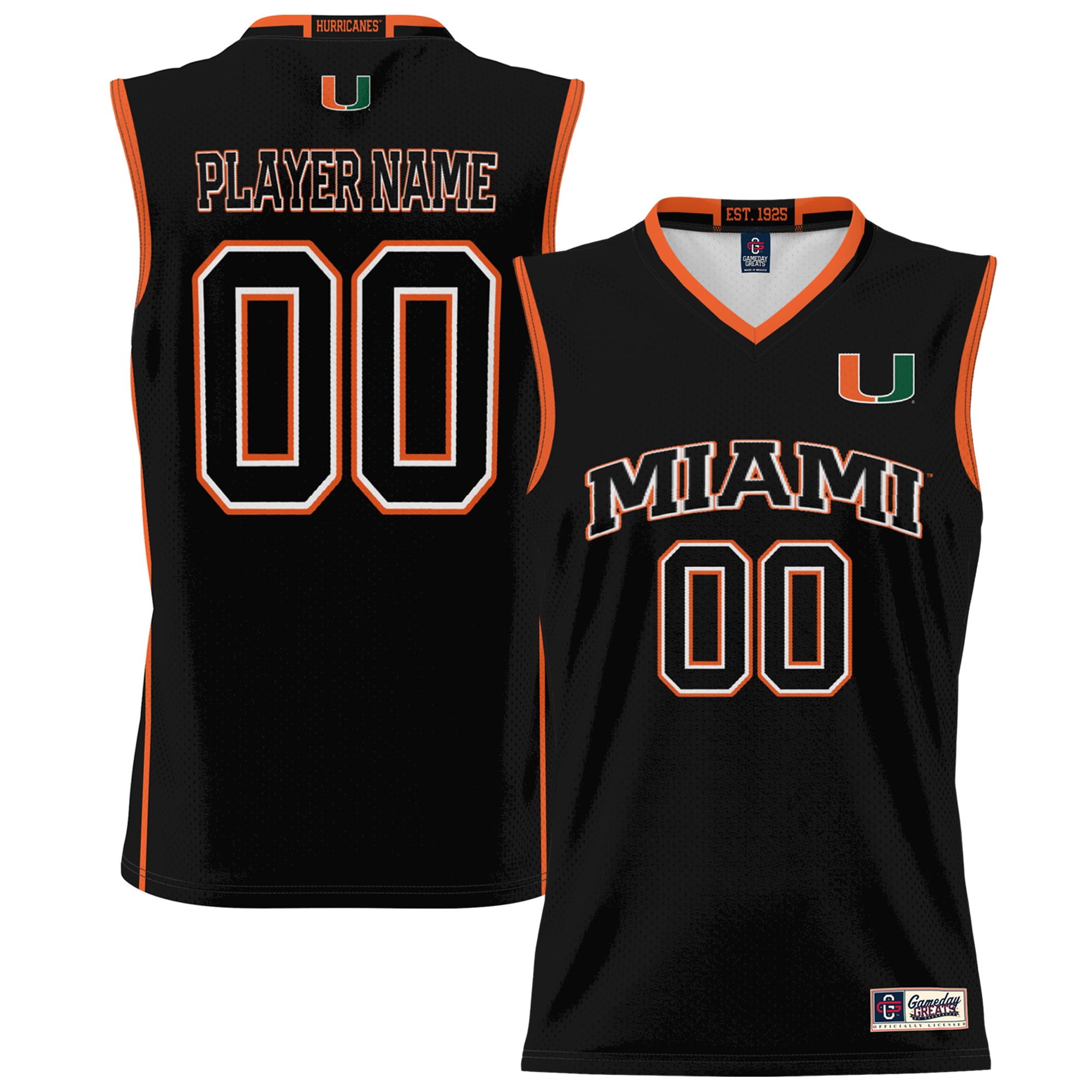 Unisex GameDay Greats  Black Miami Hurricanes NIL Pick-A-Player Lightweight Men's Basketball Jersey