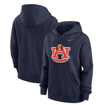 Women's Nike  Navy Auburn Tigers Wordmark Club Fleece Pullover Hoodie