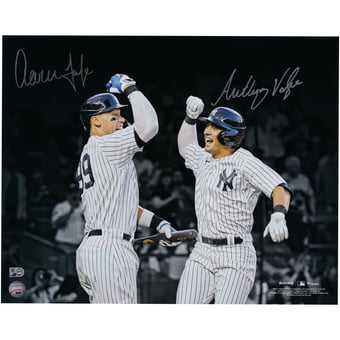 Aaron Judge and Anthony Volpe New York Yankees Autographed 16" x 20" Celebrating Volpe Home Run Spotlight Photograph