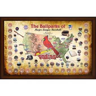 St. Louis Cardinals Framed 20" x 32" MLB Parks Map Collage with Game-Used Dirt from All 30 Stadiums