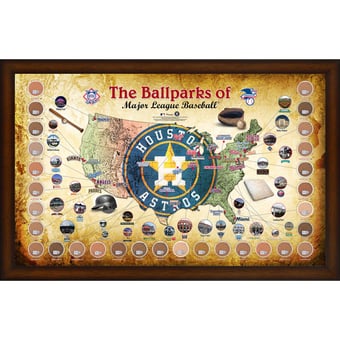Houston Astros Framed 20" x 32" MLB Parks Map Collage with Game-Used Dirt from All 30 Stadiums
