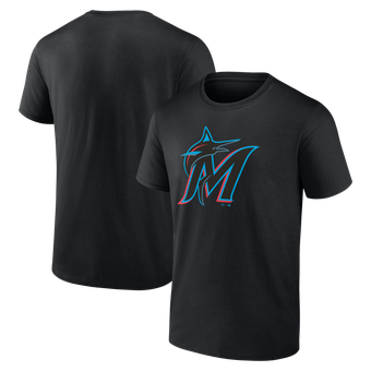 Men's Logo Athletic Black Miami Marlins Official Logo T-Shirt