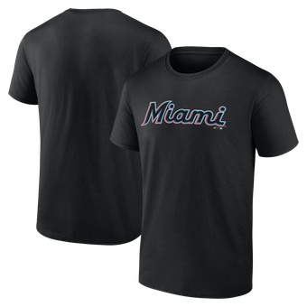 Men's Logo Athletic Black Miami Marlins Wordmark T-Shirt