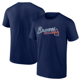 Men's Logo Athletic Navy Atlanta Braves Wordmark T-Shirt