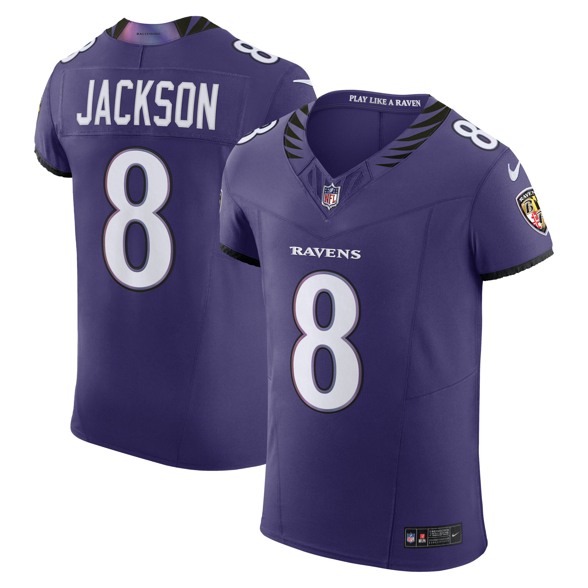 Men's Nike Lamar Jackson Purple Baltimore Ravens Team Vapor F.U.S.E. Elite Jersey