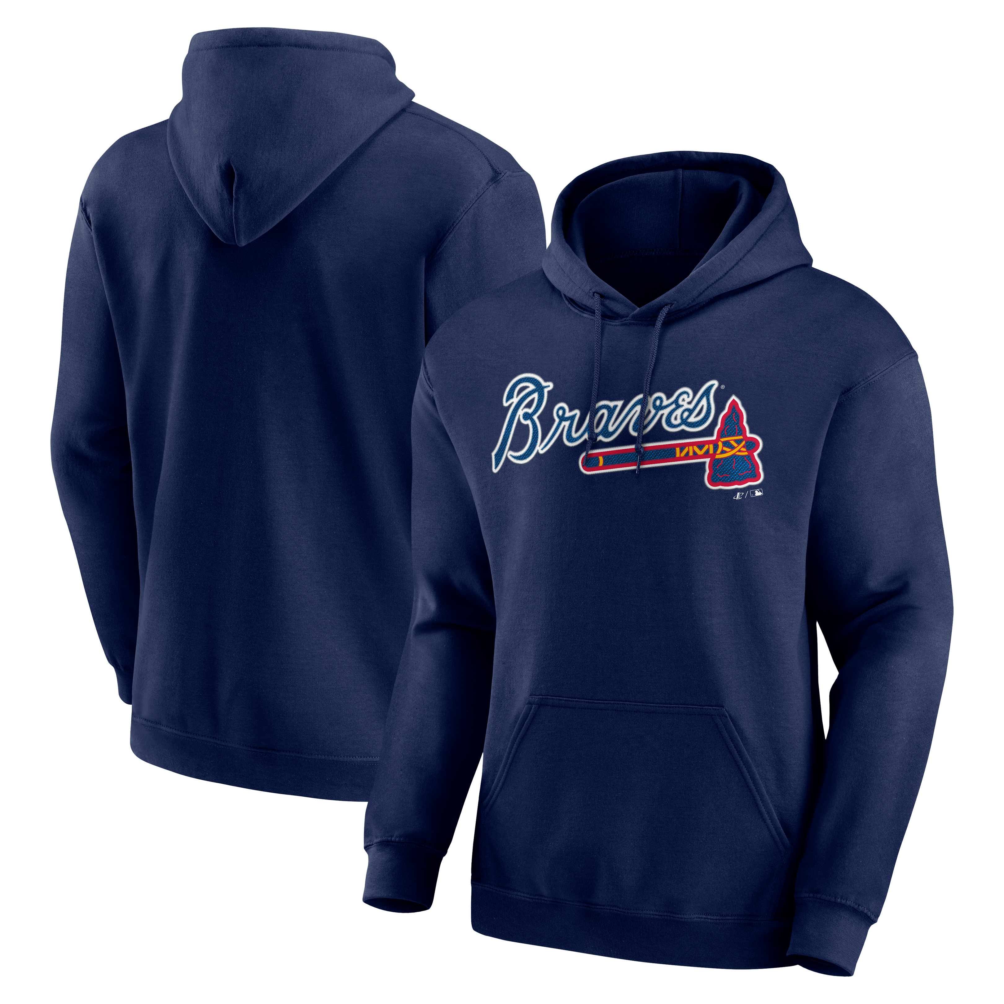 Men's Logo Athletic Navy Atlanta Braves Wordmark Hoodie
