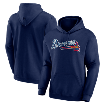 Men's Logo Athletic Navy Atlanta Braves Wordmark Hoodie