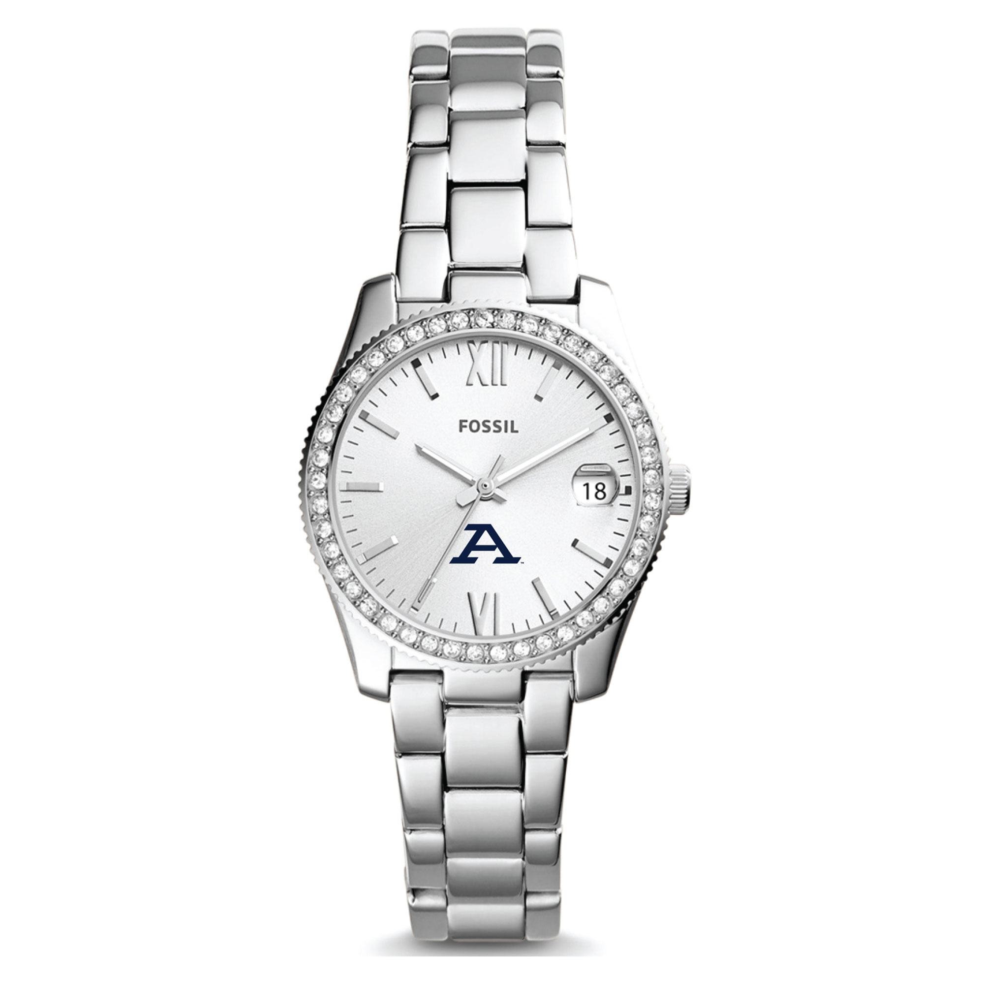Women's Fossil  Silver Akron Zips Scarlette Mini Three-Hand Date Watch