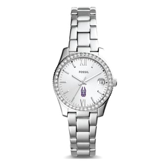 Women's Fossil  Silver UAlbany Great Danes Scarlette Mini Three-Hand Date Watch
