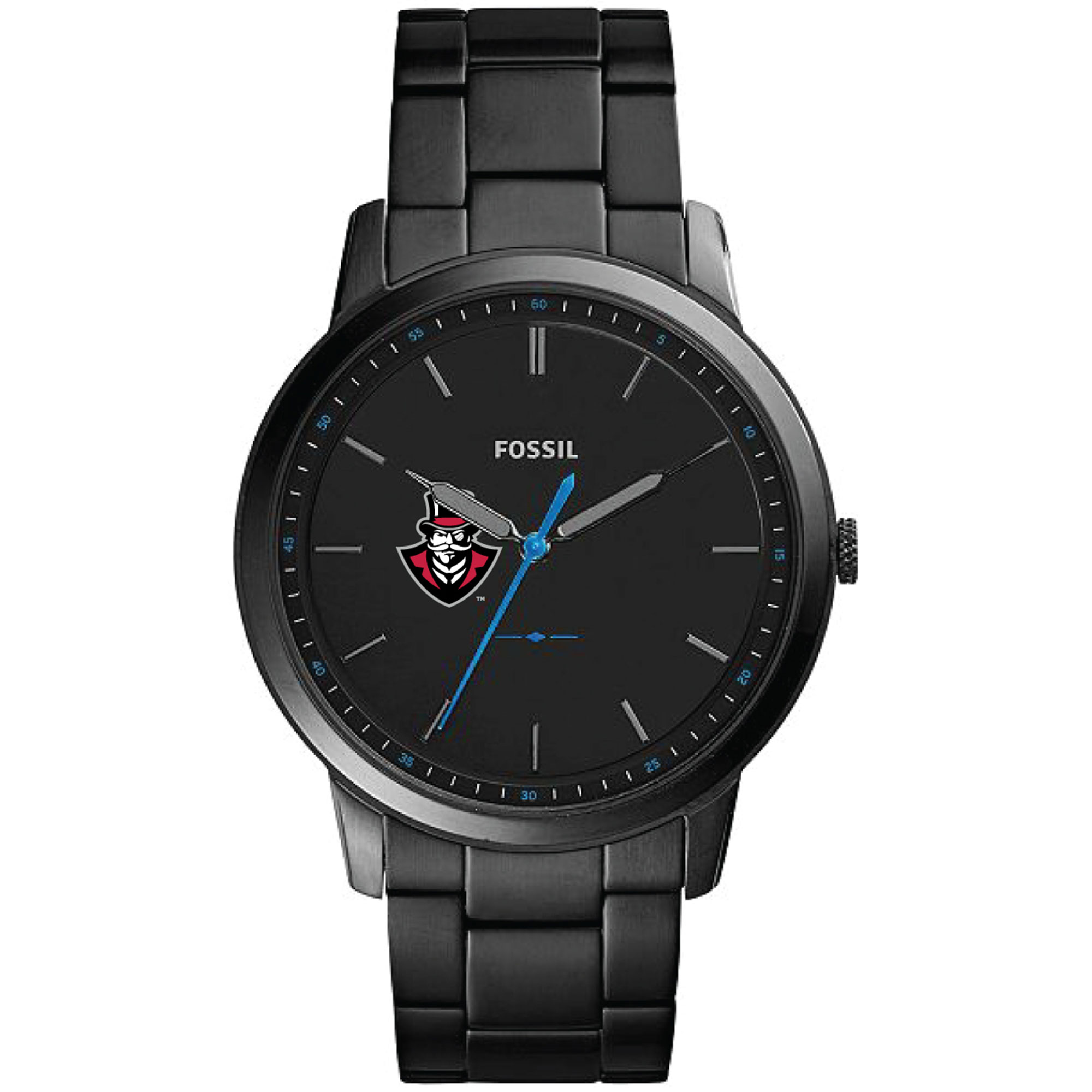 Men's Fossil  Black Austin Peay State Governors Minimalist Slim Stainless Steel Watch