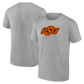 Men's Logo Athletic Heather Gray Oklahoma State Cowboys Primary Logo T-Shirt