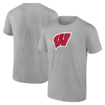 Men's Logo Athletic Heather Gray Wisconsin Badgers Primary Logo T-Shirt
