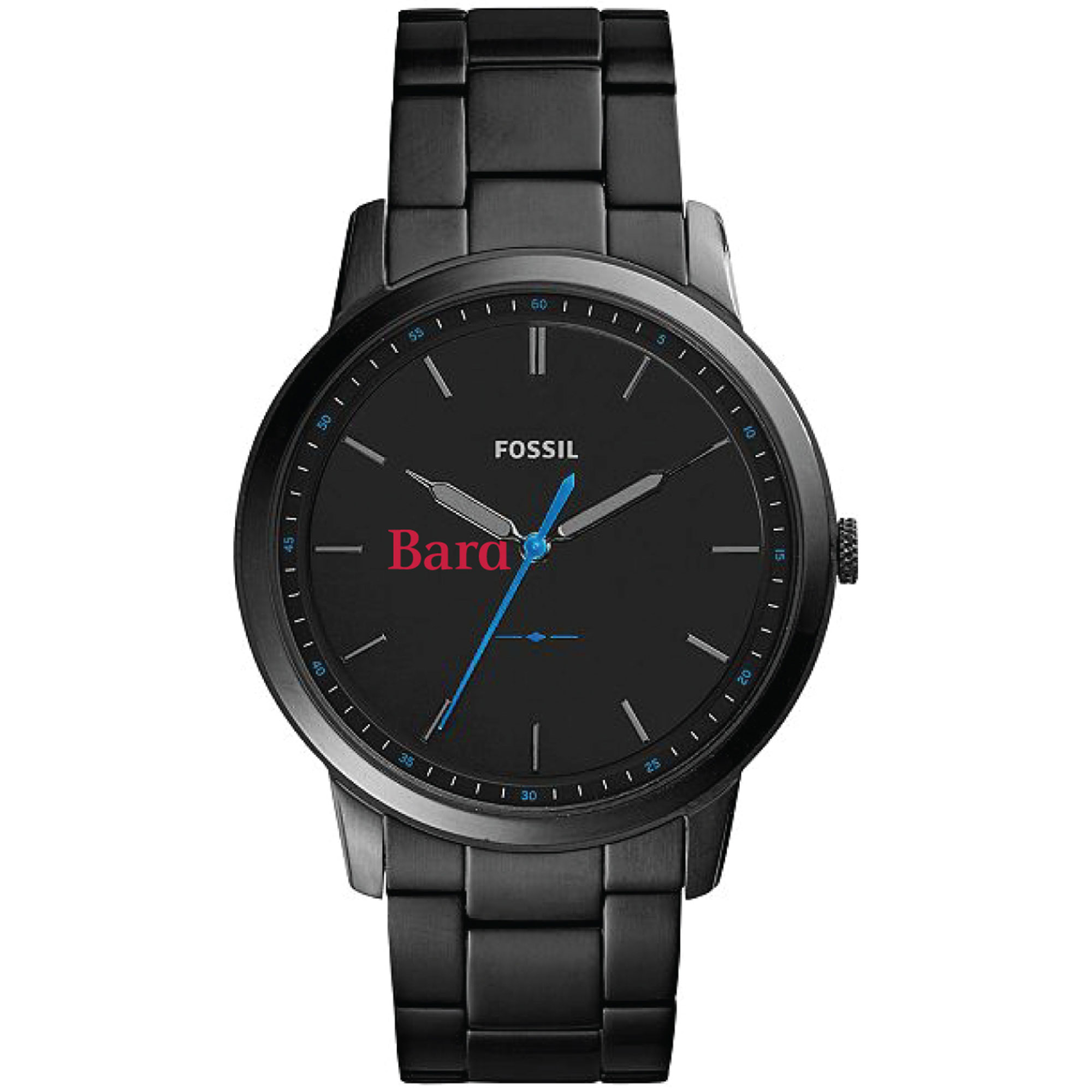 Men's Fossil  Black Bard College Raptors Minimalist Slim Stainless Steel Watch