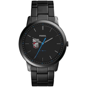 Men's Fossil  Black Belmont Abbey Crusaders Minimalist Slim Stainless Steel Watch