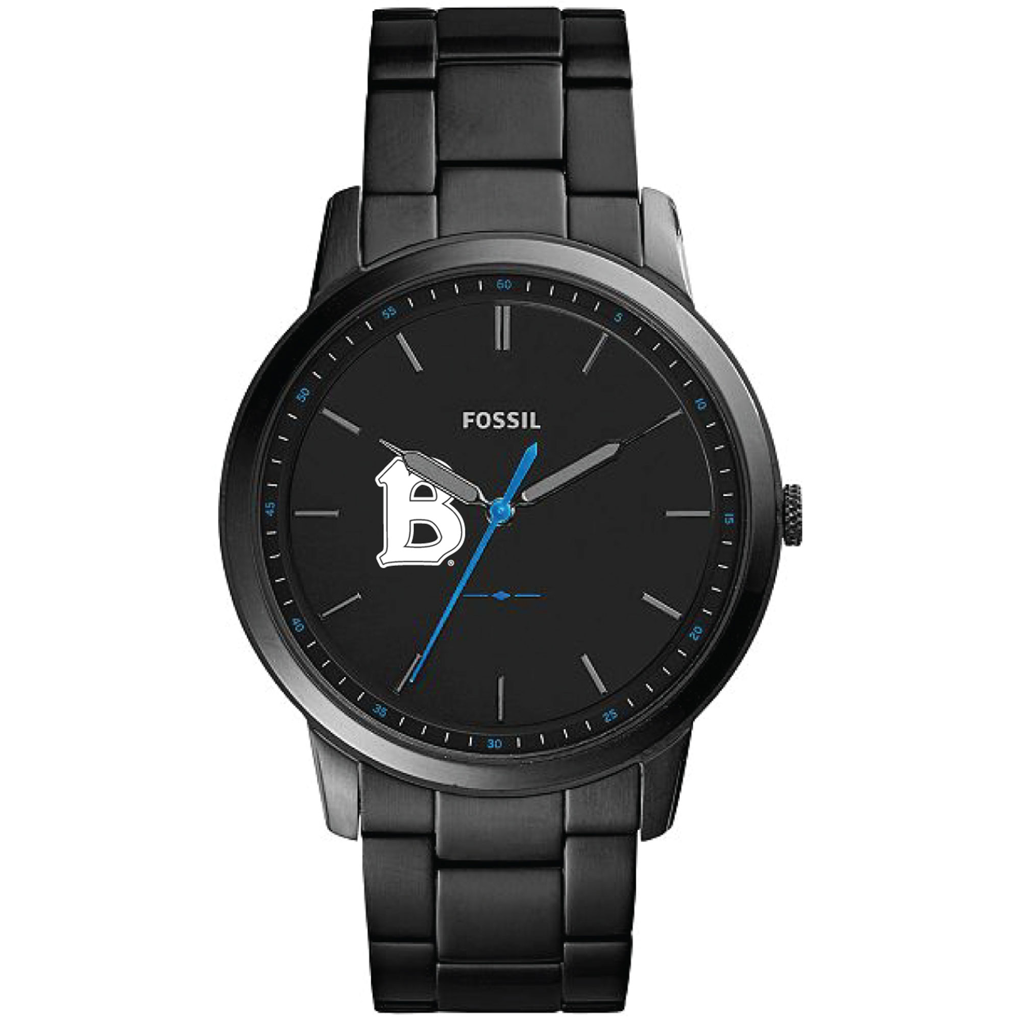Men's Fossil  Black Benedictine Eagles Minimalist Slim Stainless Steel Watch
