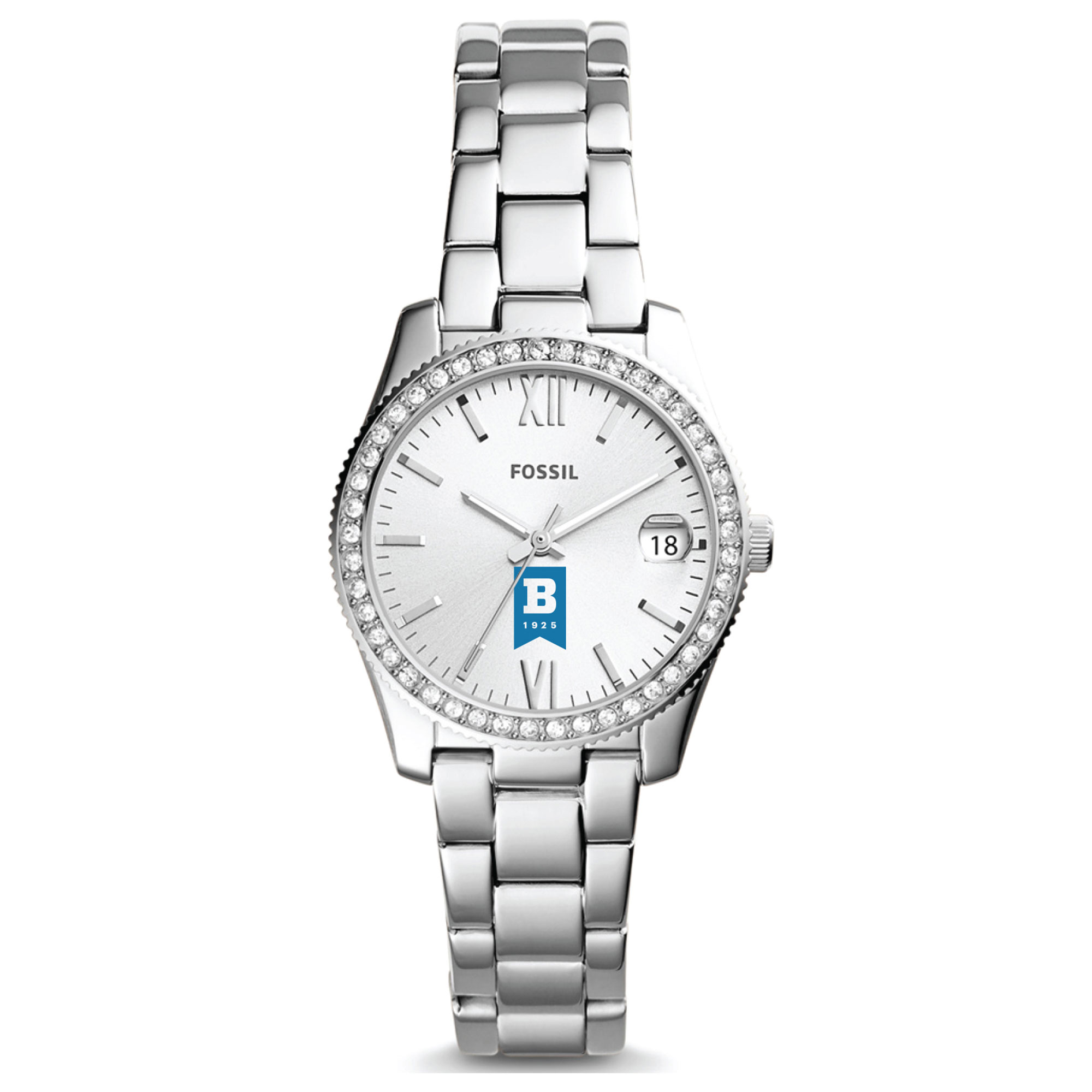 Women's Fossil  Silver University of Baltimore Scarlette Mini Three-Hand Date Watch