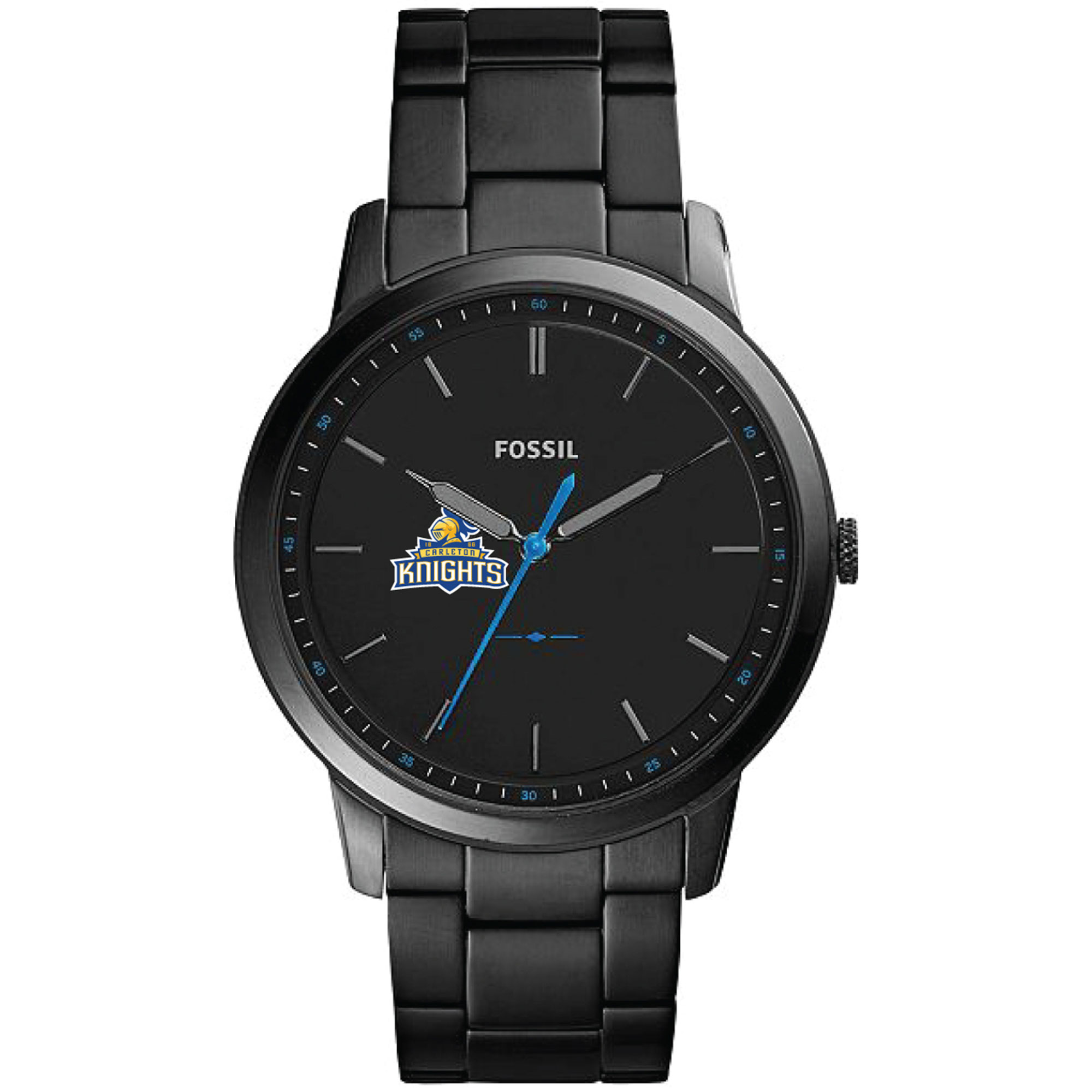 Men's Fossil  Black Carleton Knights Minimalist Slim Stainless Steel Watch