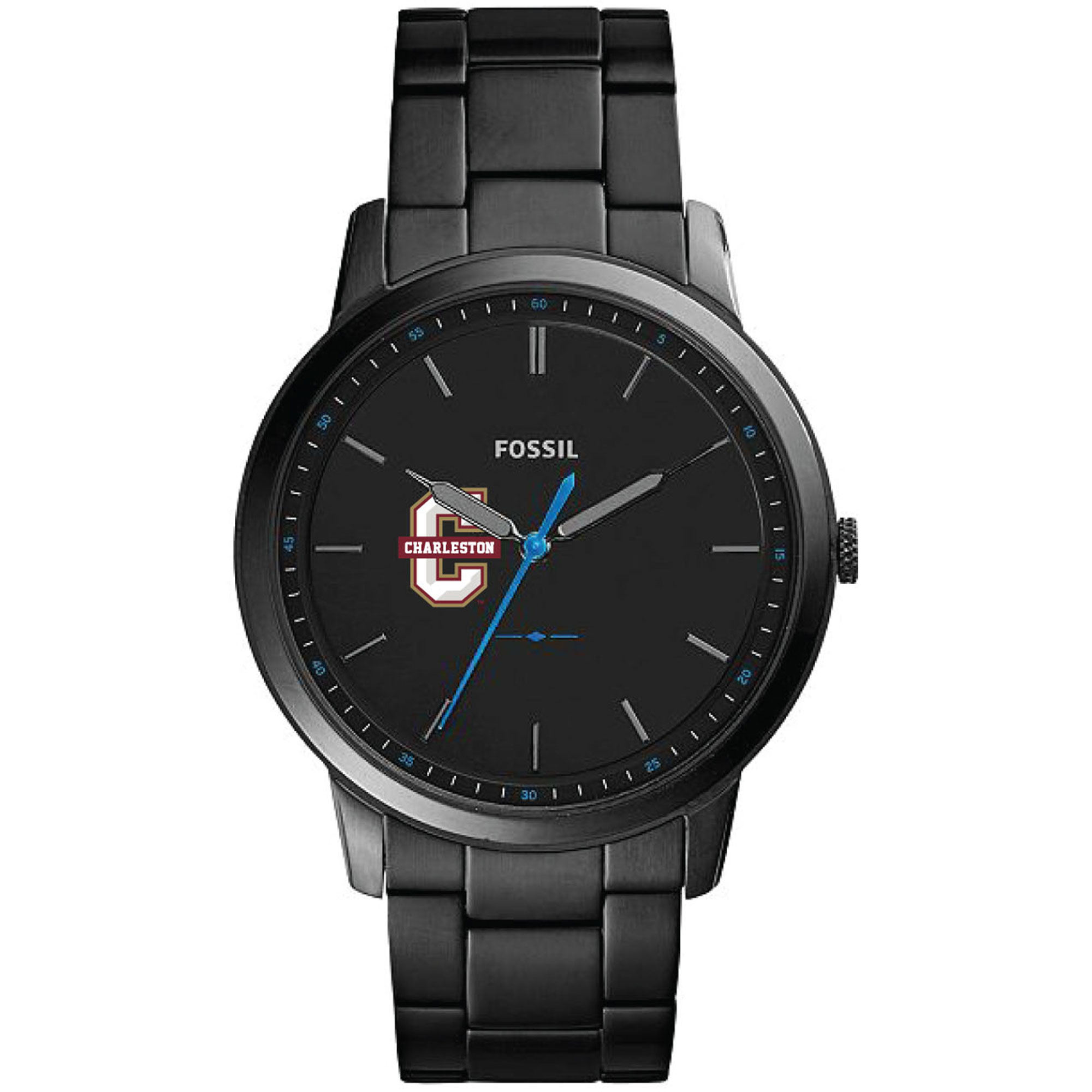 Men's Fossil  Black Charleston Cougars Minimalist Slim Stainless Steel Watch