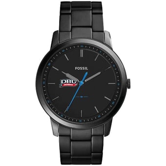 Men's Fossil  Black Dallas Baptist Patriots Minimalist Slim Stainless Steel Watch