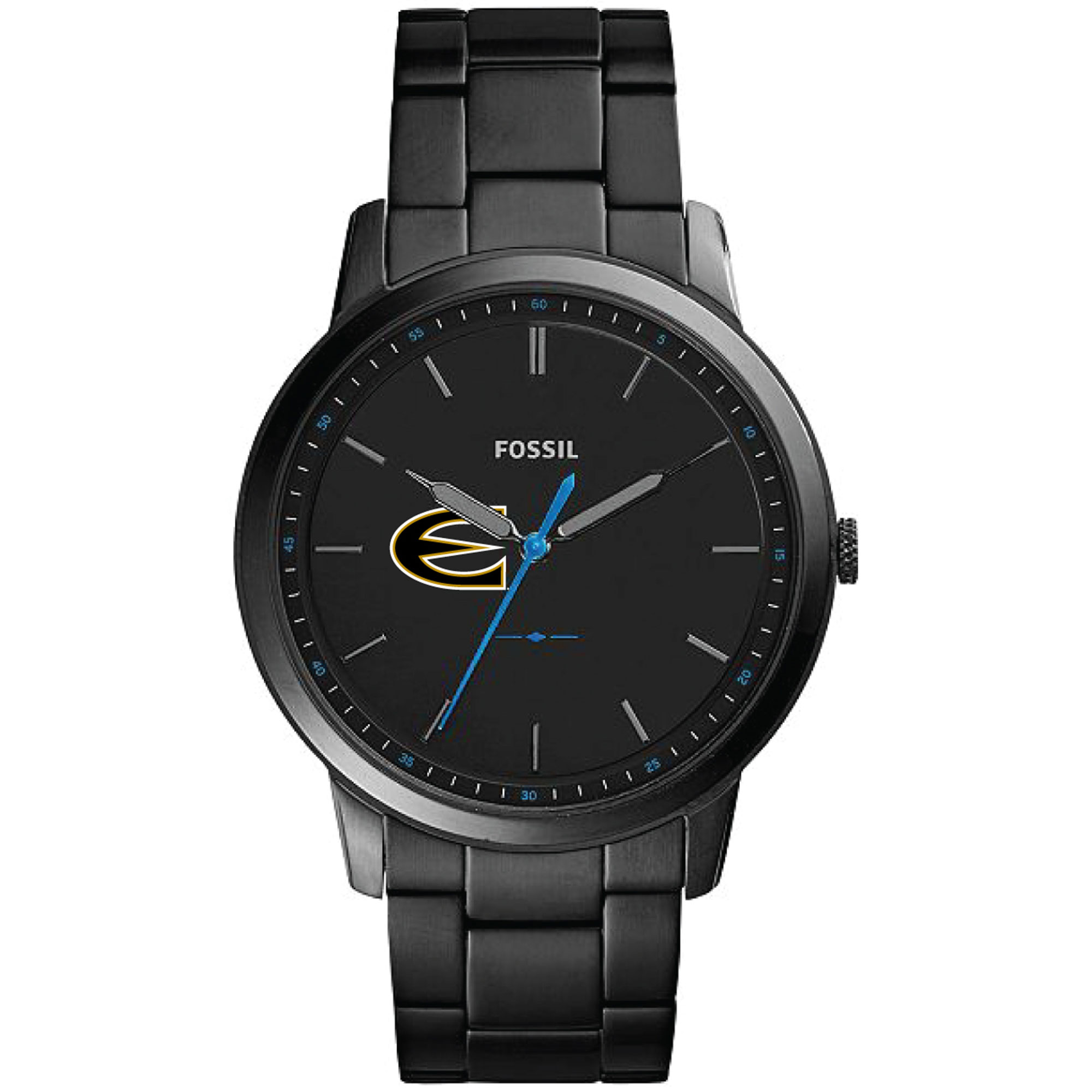 Men's Fossil  Black Emporia State Hornets Minimalist Slim Stainless Steel Watch