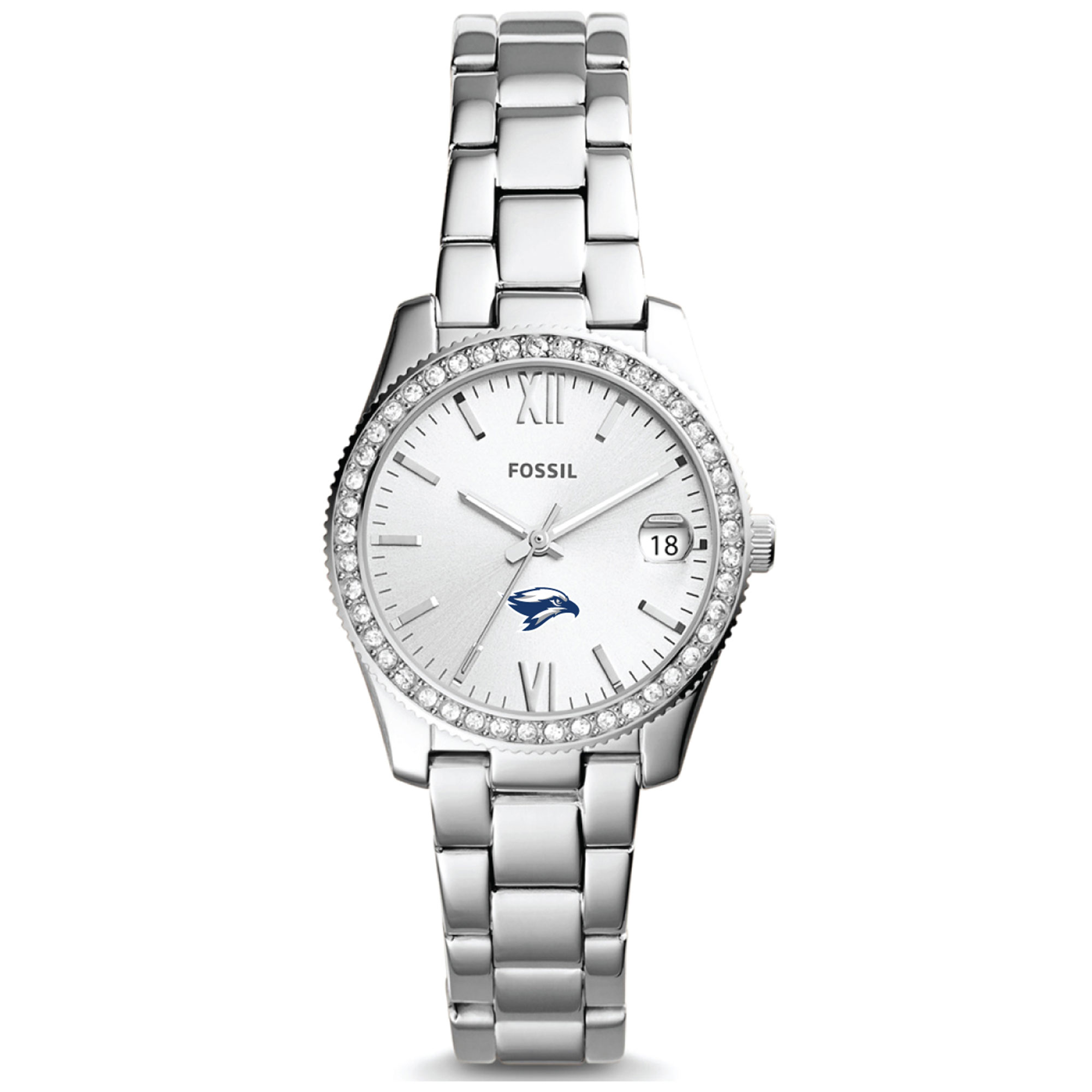 Women's Fossil  Silver Broward Seahawks Scarlette Mini Three-Hand Date Watch
