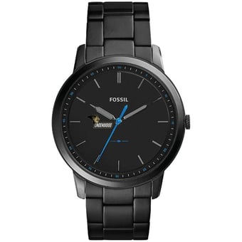 Men's Fossil  Black Lindenwood Lions Minimalist Slim Stainless Steel Watch