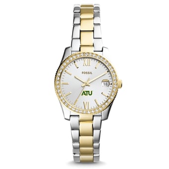 Women's Fossil  Silver/Gold Arkansas Tech Wonder Boys Scarlette Mini Two-Tone Stainless Steel Watch