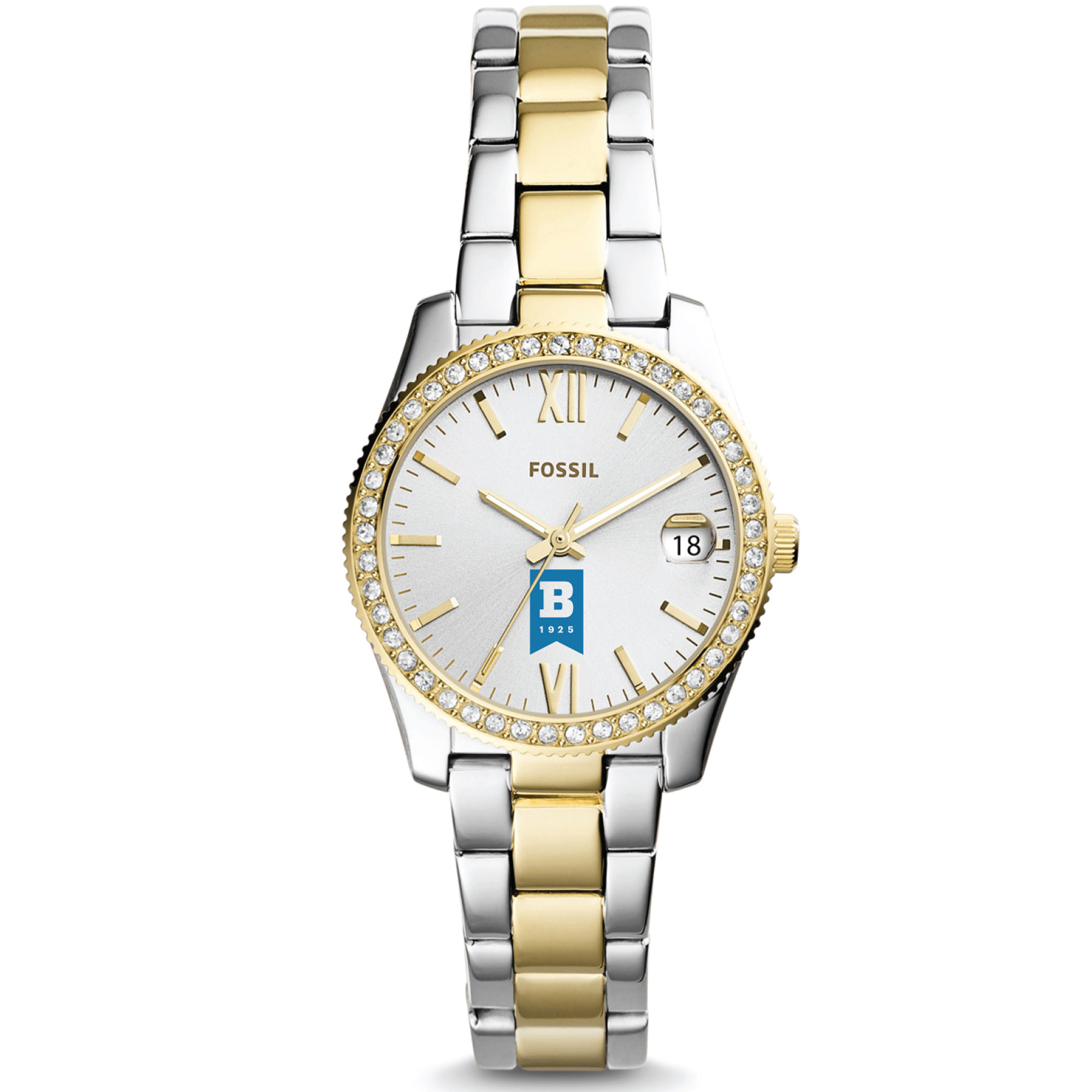 Women's Fossil  Silver University of Baltimore Scarlette Mini Two-Tone Stainless Steel Watch