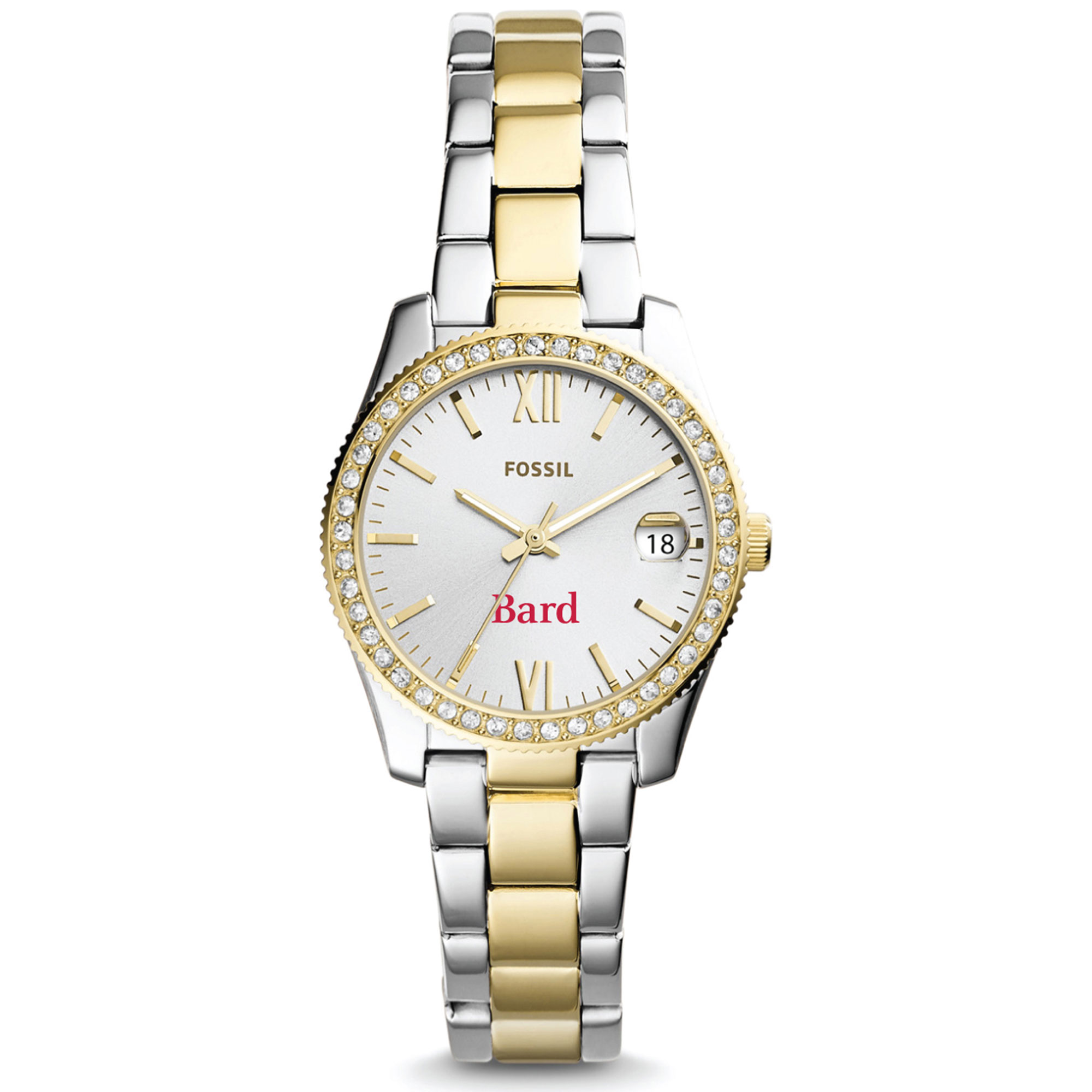 Women's Fossil  Silver/Gold Bard College Raptors Scarlette Mini Two-Tone Stainless Steel Watch