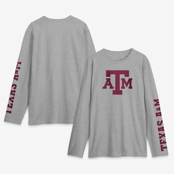 Men's Logo Athletic Heather Gray Texas A&M Aggies Primary Logo Long Sleeve T-Shirt