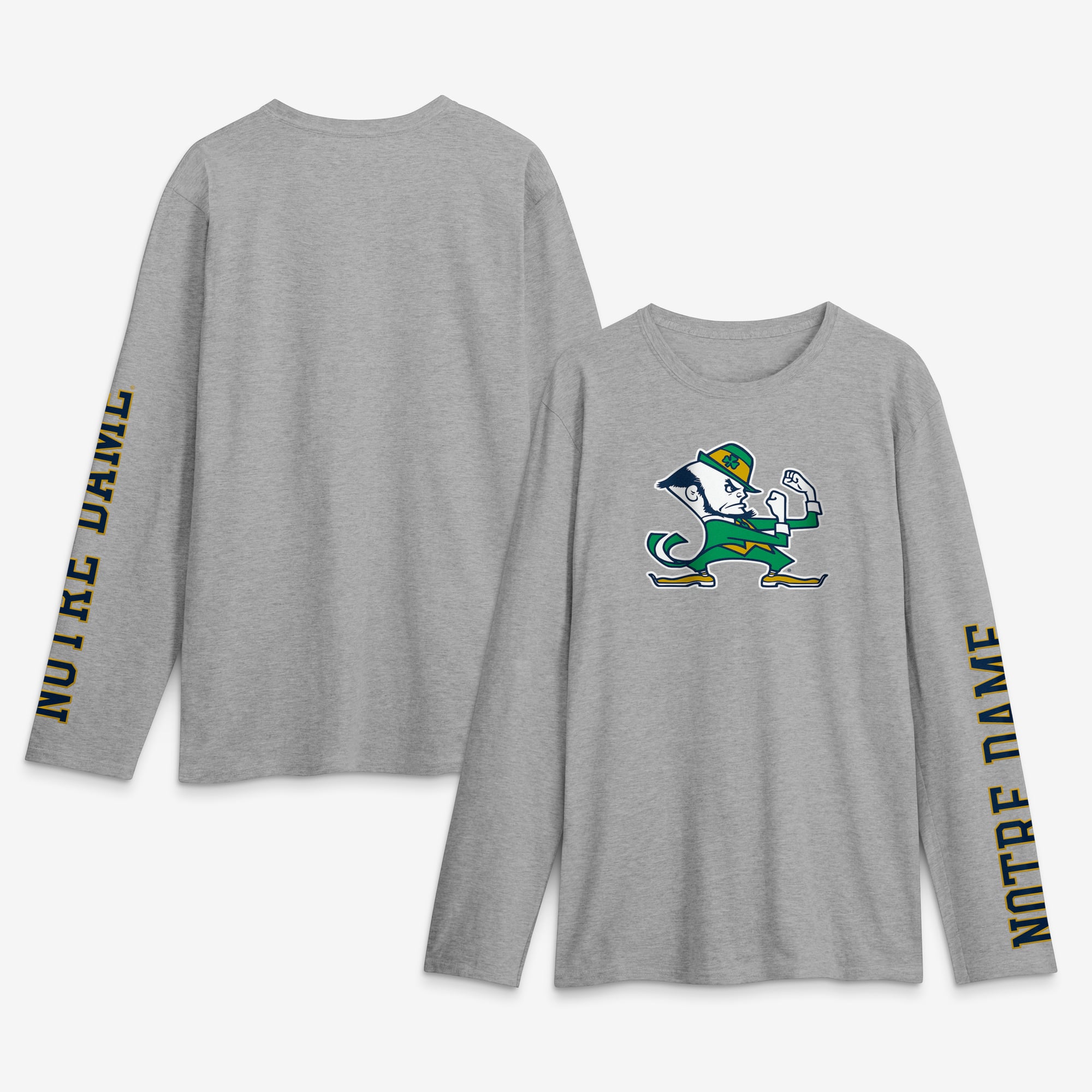 Men's Logo Athletic Heather Gray Notre Dame Fighting Irish Primary Logo Long Sleeve T-Shirt