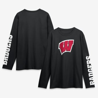 Men's Logo Athletic Black Wisconsin Badgers Primary Logo Long Sleeve T-Shirt