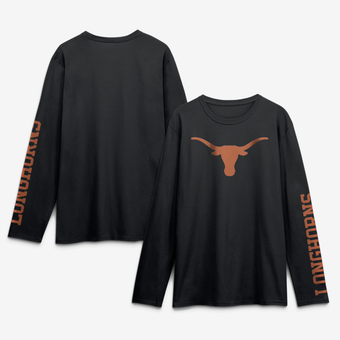 Men's Logo Athletic Black Texas Longhorns Primary Logo Long Sleeve T-Shirt