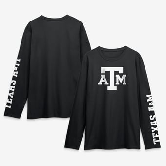 Men's Logo Athletic Black Texas A&M Aggies Primary Logo Long Sleeve T-Shirt
