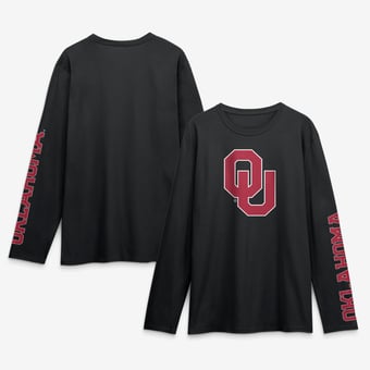 Men's Logo Athletic Black Oklahoma Sooners Primary Logo Long Sleeve T-Shirt