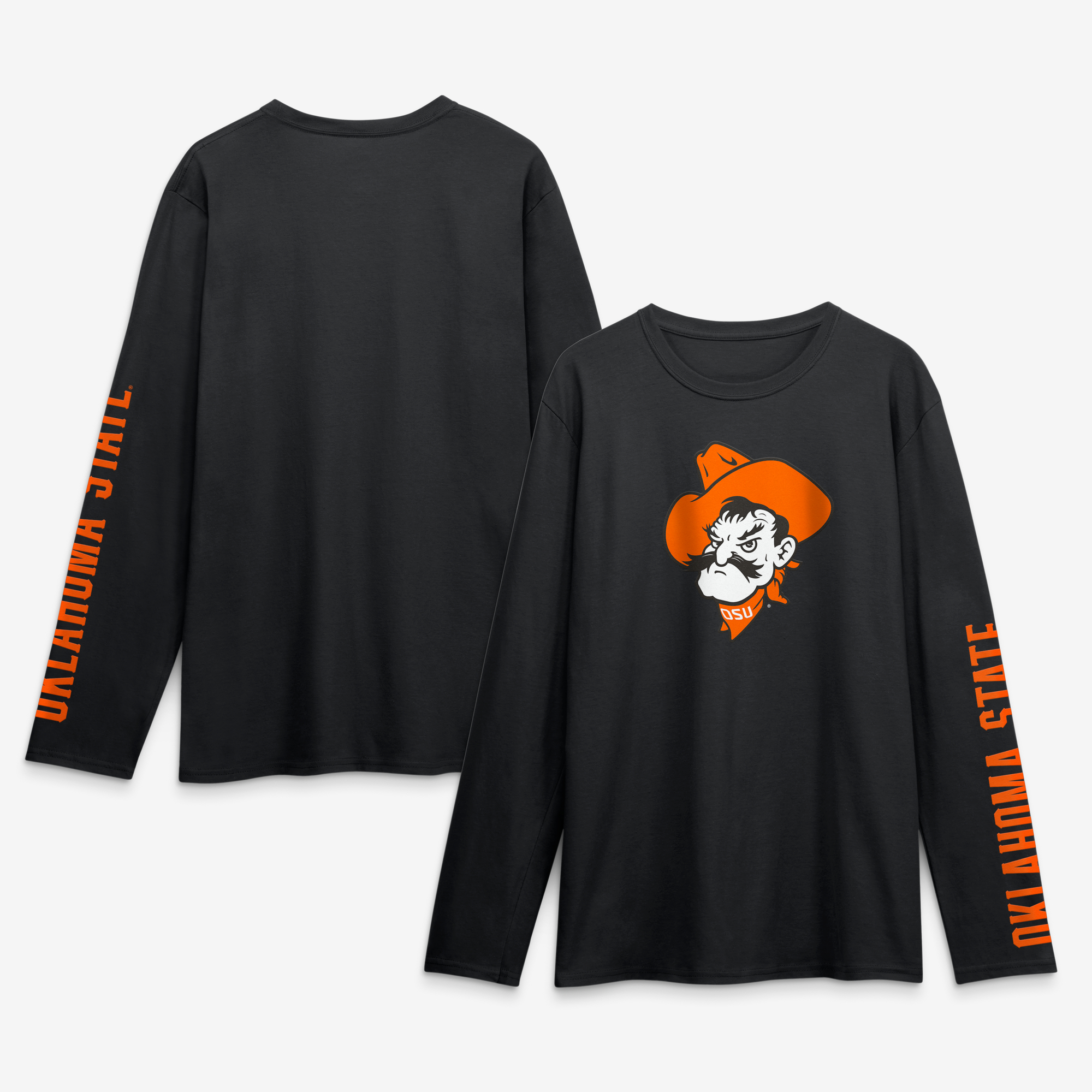 Men's Logo Athletic Black Oklahoma State Cowboys Primary Logo Long Sleeve T-Shirt